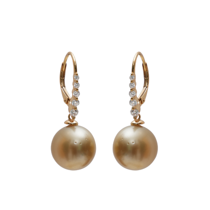 Dewdrop Golden Pearl Earrings | Premium South Sea Pearl Earring | CherishBox