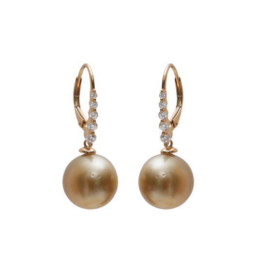 Dewdrop Golden Pearl Earrings | Premium South Sea Pearl Earring | CherishBox
