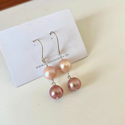 Dual Pearl Drop Dangle Earrings - CherishBox