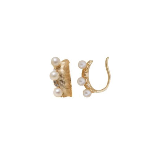 Elegant Gold-Tone Pearl Ear Cuff – Real Pearl Statement Cuff by CherishBox