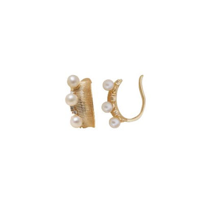 Elegant Gold-Tone Pearl Ear Cuff – Real Pearl Statement Cuff by CherishBox