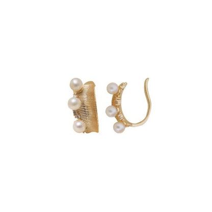 Elegant Gold-Tone Pearl Ear Cuff – Real Pearl Statement Cuff by CherishBox