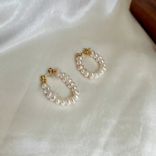 Ethnic Trinket Pearl Hoop Earrings - CherishBox