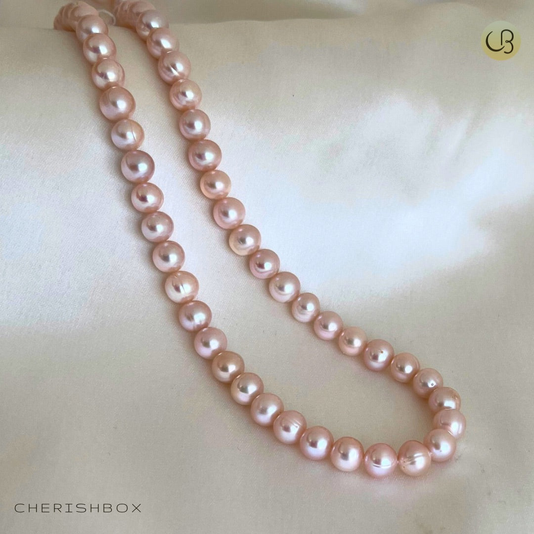 Freshwater Peach Pearl Necklace Cherishbox 