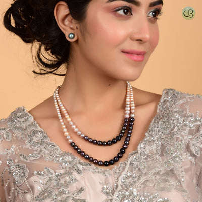 Two Layer Ombré Pearl Necklace ( 17 & 19 inch) - CherishBox Real Pearl Jewellery