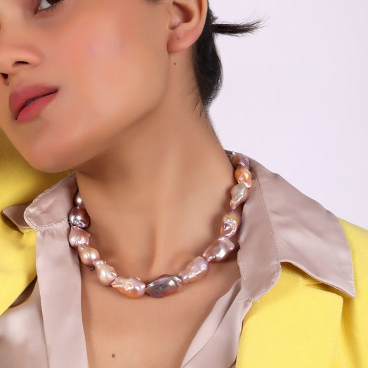 Finest Quality Lavender Baroque Pearl Necklace - CherishBox 