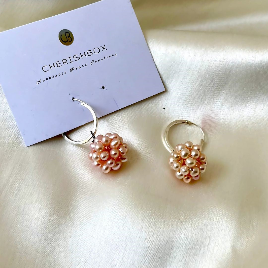 Flower Pink Pearl Hoop Earring - CherishBox