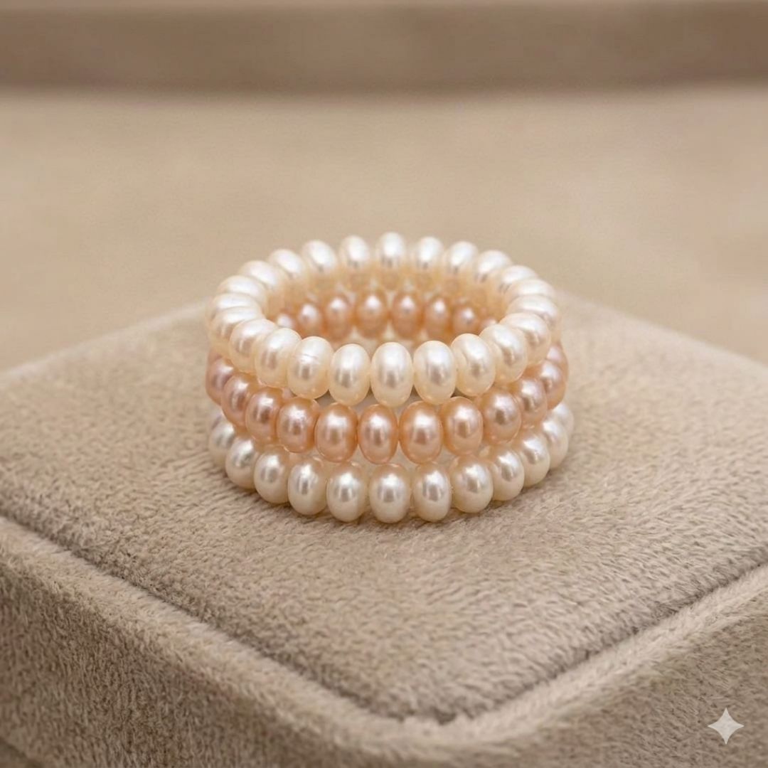 Freshwater Cultured Pearl Trinity Rings Set- CherishBox