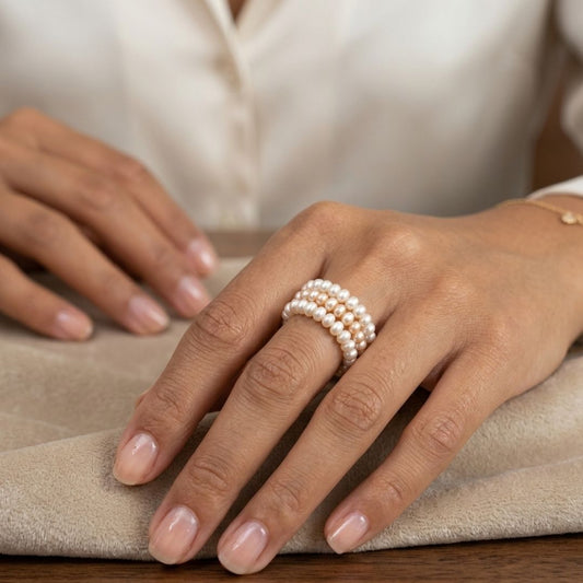 Freshwater Cultured Pearl Trinity Rings Set | CherishBox