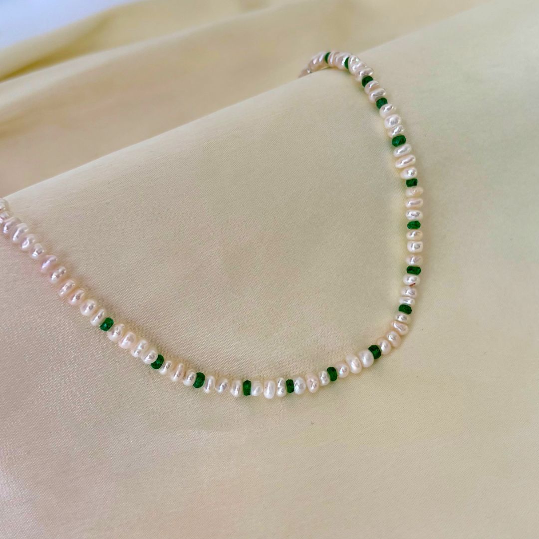 Freshwater Pearl & Emerald Necklace | Elegant Chain – CherishBox