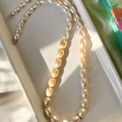 Classic Golden Graded Oval Pearl Necklace - CherishBox