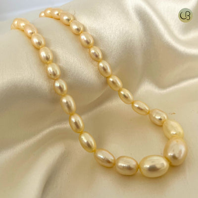 Graded Oval Golden light Freshwater Pearl Necklace CherishBox