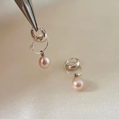 Halo Blush Pink Freshwater Pearl Hoop Earrings | CherishBox