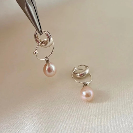 Halo Blush Pink Freshwater Pearl Hoop Earrings | CherishBox
