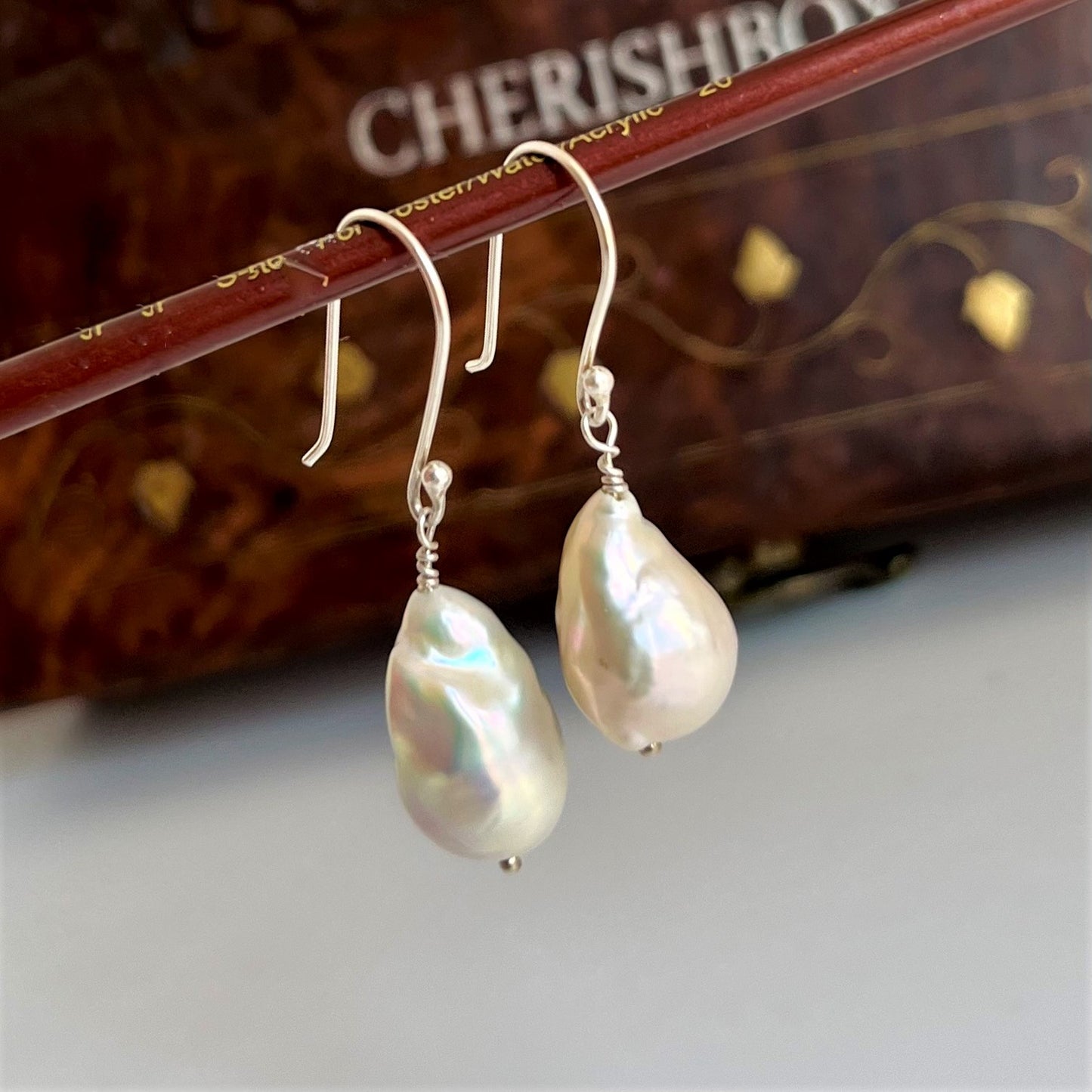White Baroque Pearl Earrings - CherishBox