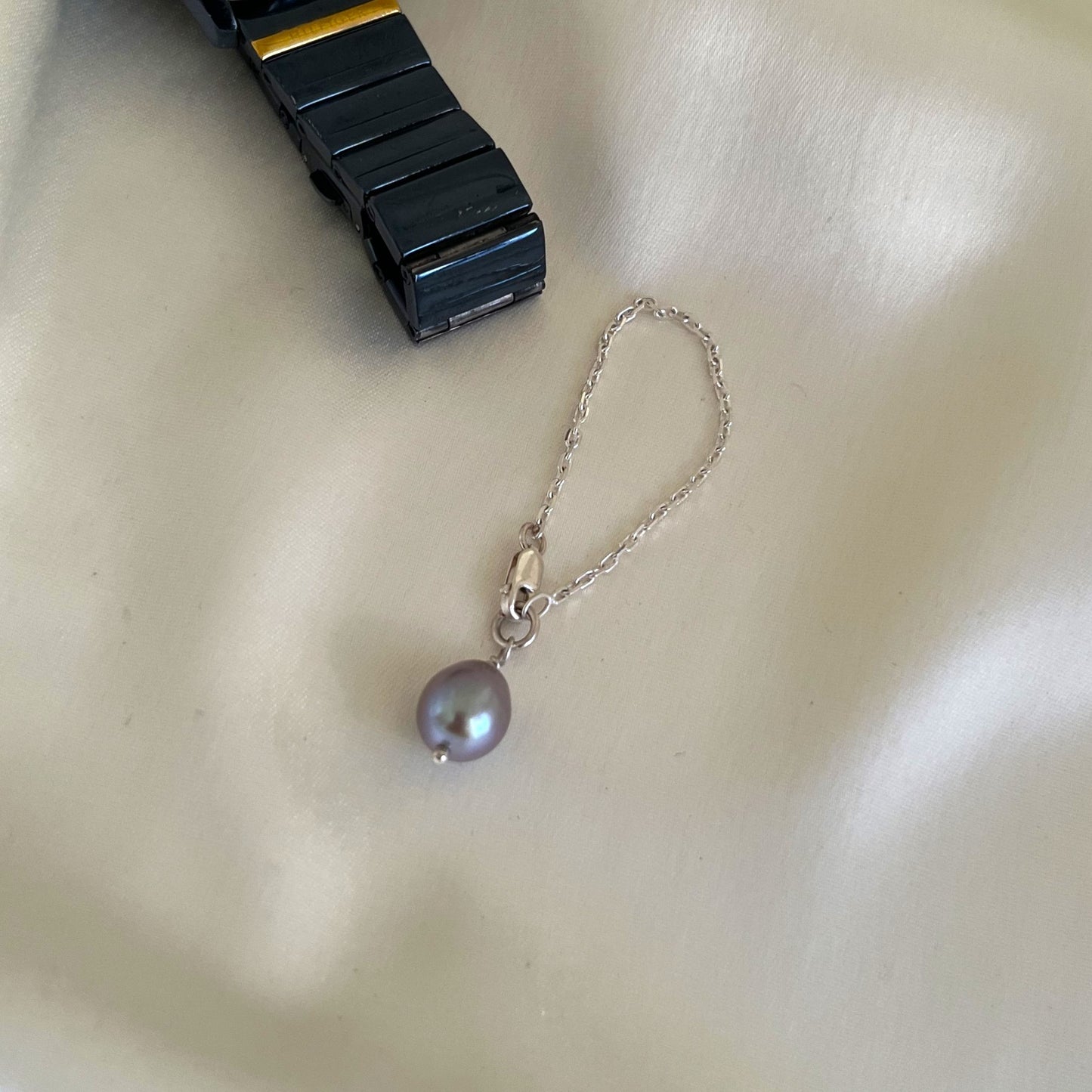 Grey Pearl Drop Watch Charm - CherishBox