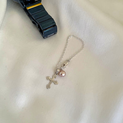 Cross Sign and Pearl Watch Charm - CherishBox