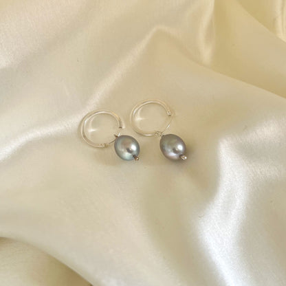 Grey Pearl Hoop Earring - CherishBox
