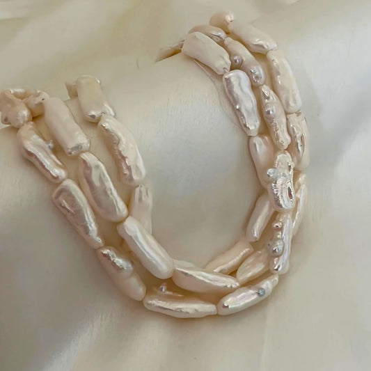 Ivory Gleam — Multilayer White Biwa Pearl Necklace