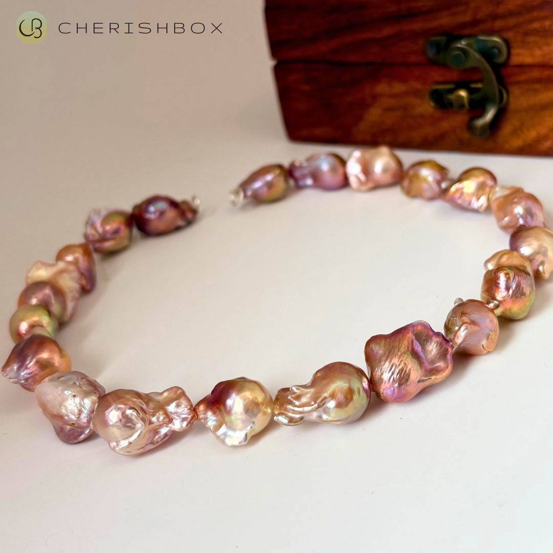 Lavender Baroque Pearl Necklace in Sterling Silver - CherishBox 