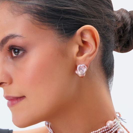 Lavender big baroque Pearl Stud - CherishBox 