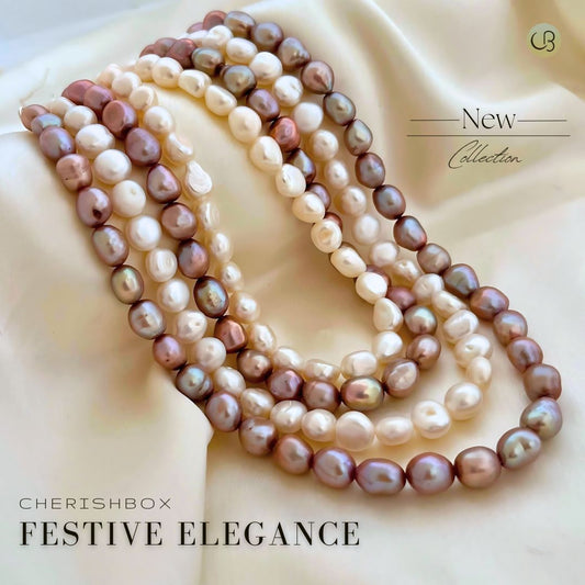 Long Layered Tumble Pearl Necklace CherishBox 
