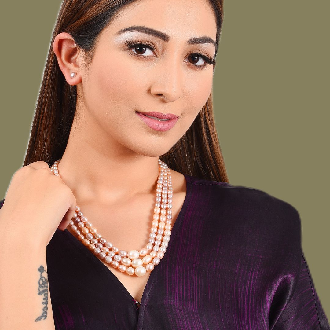 Pink 3 Layer Graded Premium Pearl Necklace - CherishBox