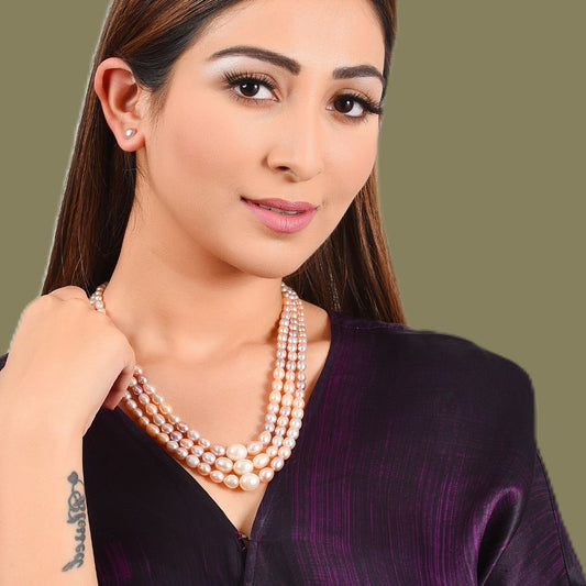Pink 3 Layer Graded Premium Pearl Necklace - CherishBox