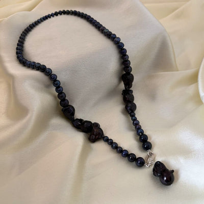 Midnight_Blue_-_Wren_Pearl_Necklace with pendant
