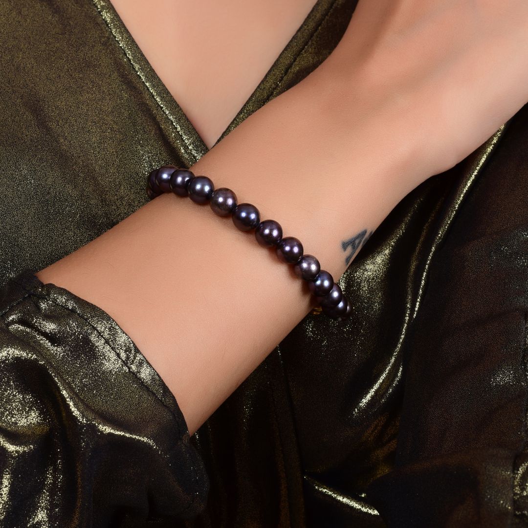 Black Round Pearl Bracelet