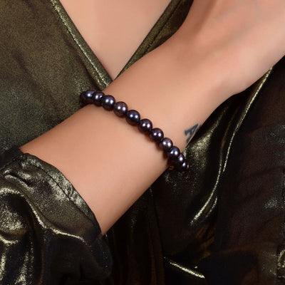 Model image of Black Pearl Bracelet with 92.5 Sterling Silver Hook - CherishBox