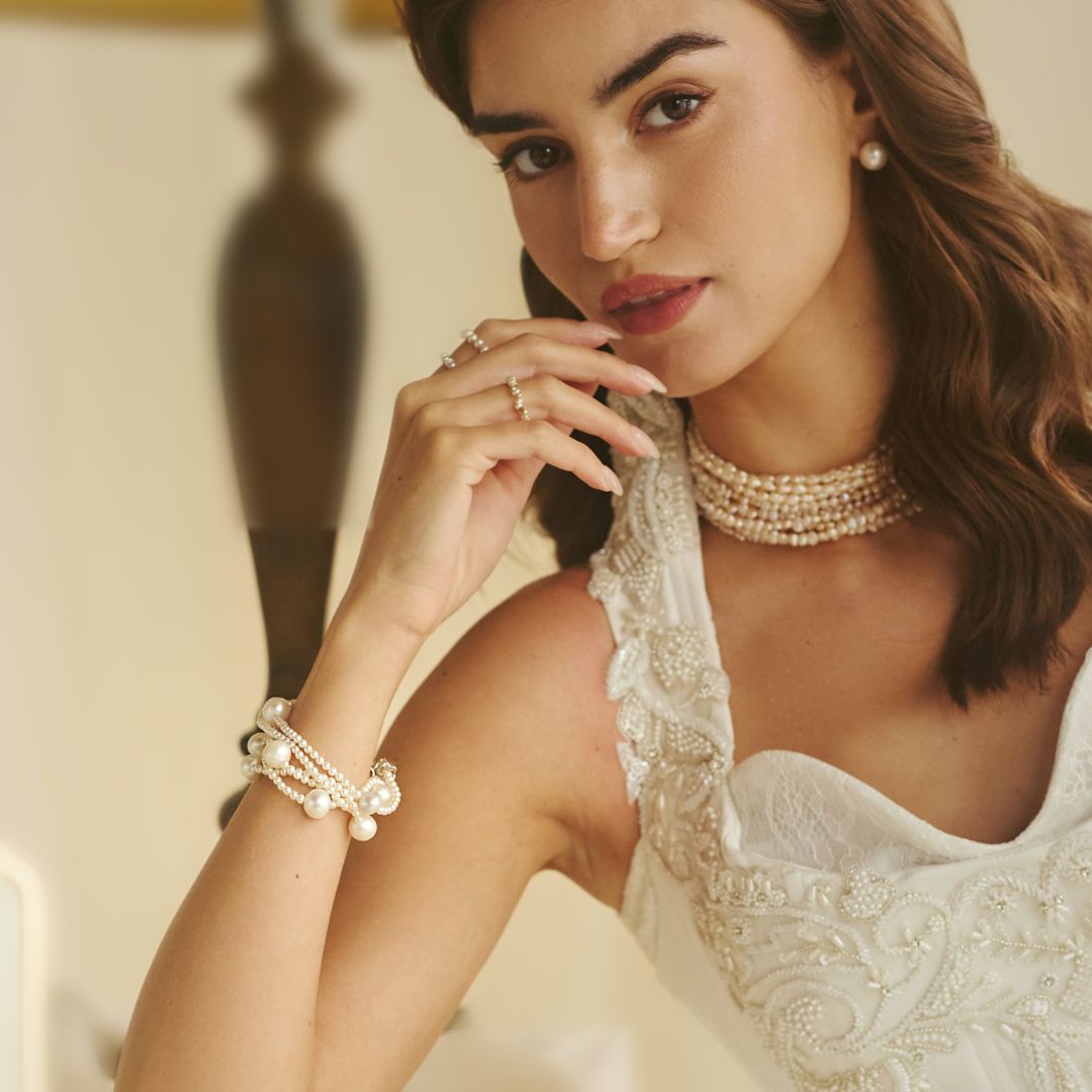 Élan White Freshwater Pearl Convertible Choker & Bracelet
