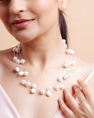 Modern 3 layer freshwater pearl necklace - CherishBox