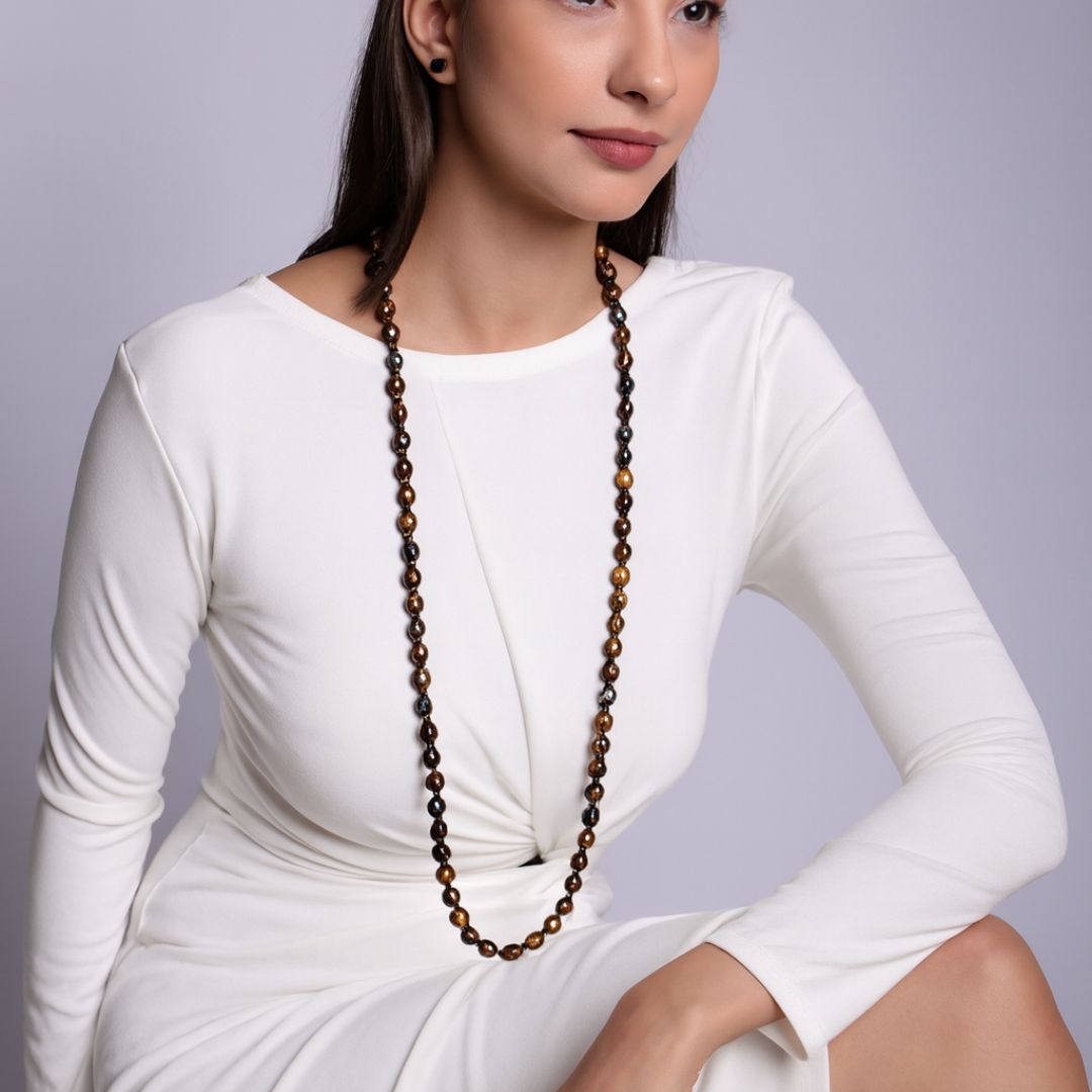 Multi color Long Layered Baroque Real Pearl Necklace - CherishBox Premium Pearl Jewellery