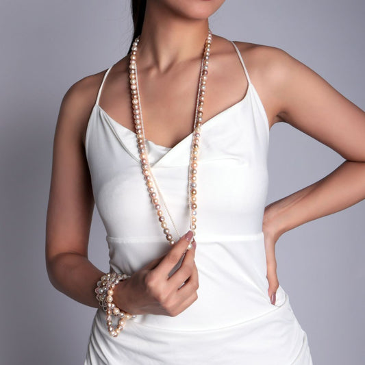 Multicolor Long Layered 32inch Real Baroque Pearl Necklace - CherishBox