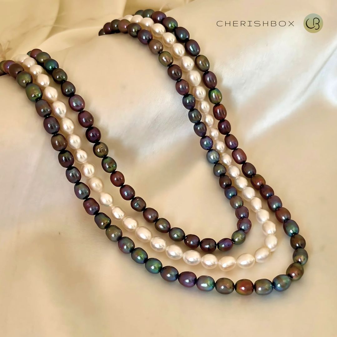 Multilayered Blue and White Pearl Necklace - CherishBox