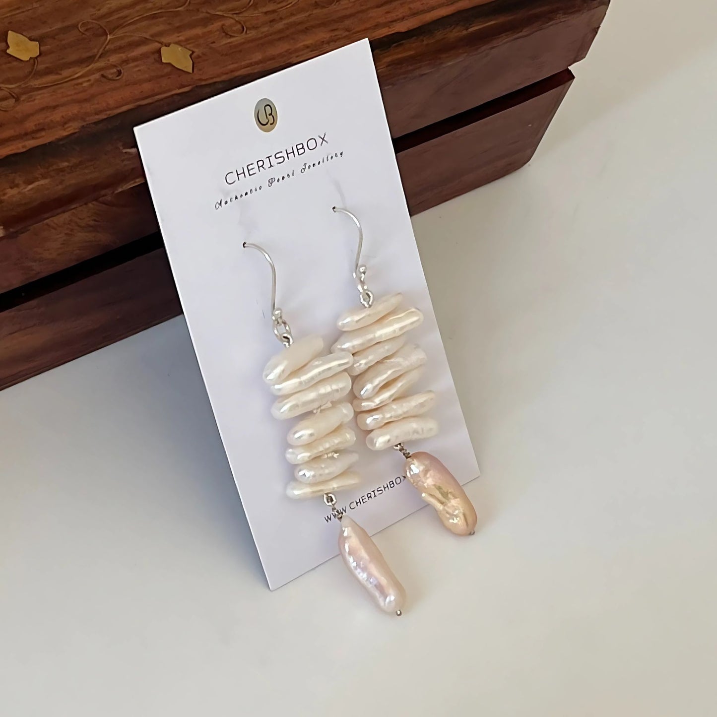 Biwa Pearl Dangle Earrings