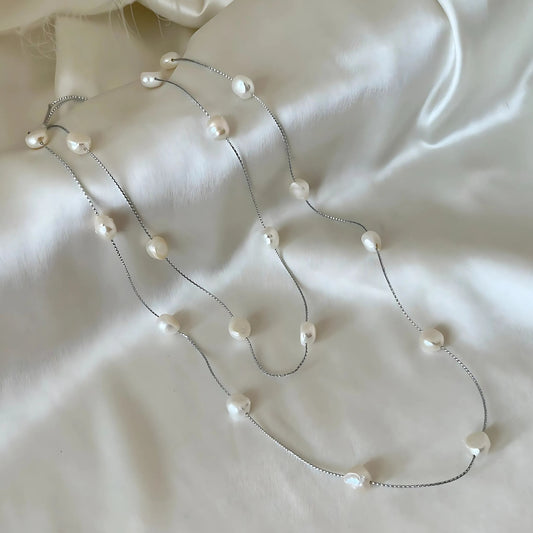 Ethereal White Real Pearl Necklace