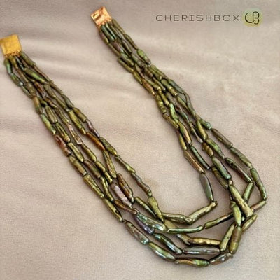 Olive Luster | Real Biwa Freshwater Pearl Statement Necklace