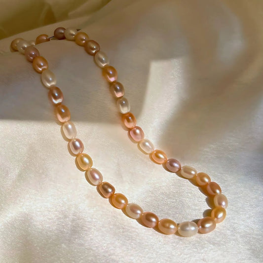 Oval Peach Pearl Necklace - CherishBox