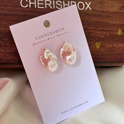 Panache Big Baroque Premium Pearl Stud Earrings | CherishBox Real Pearl