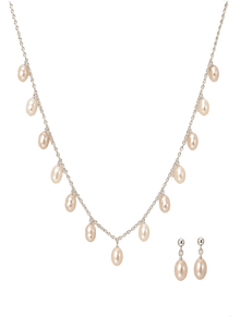 Pastel Pearl Drop Necklace & Earring Set in 92.5 Sterling Silver | CherishBox