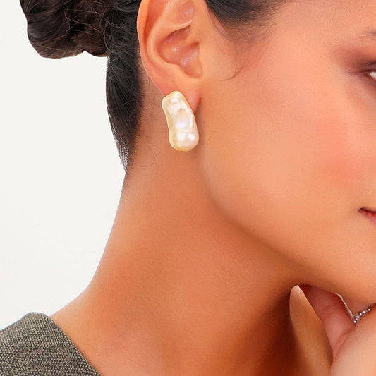 Peach Baroque Pearl Stud Earrings | Freshwater Pearls