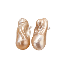 Peach Baroque Pearl Stud Earrings | Freshwater Pearls Stud - CherishBox