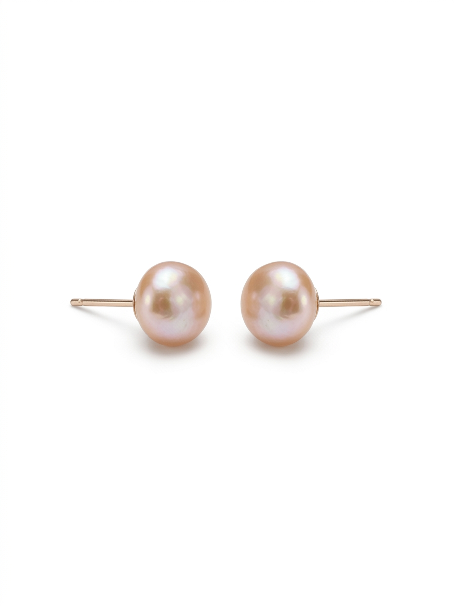 Peach Pearl Studs for Everyday (7mm) - CherishBox