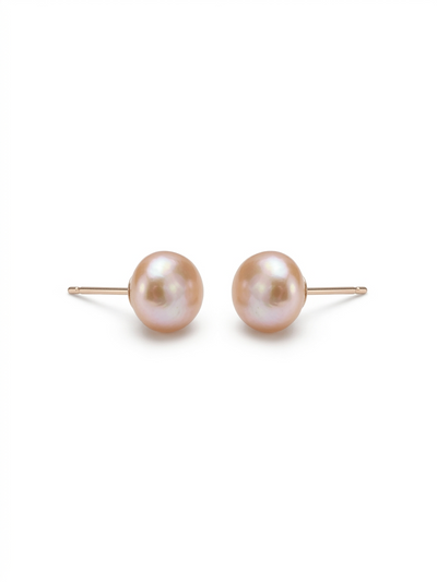 Peach Pearl Studs for Everyday (7mm) - CherishBox
