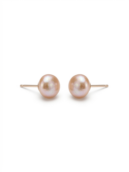 Peach Pearl Studs for Everyday (7mm) - CherishBox