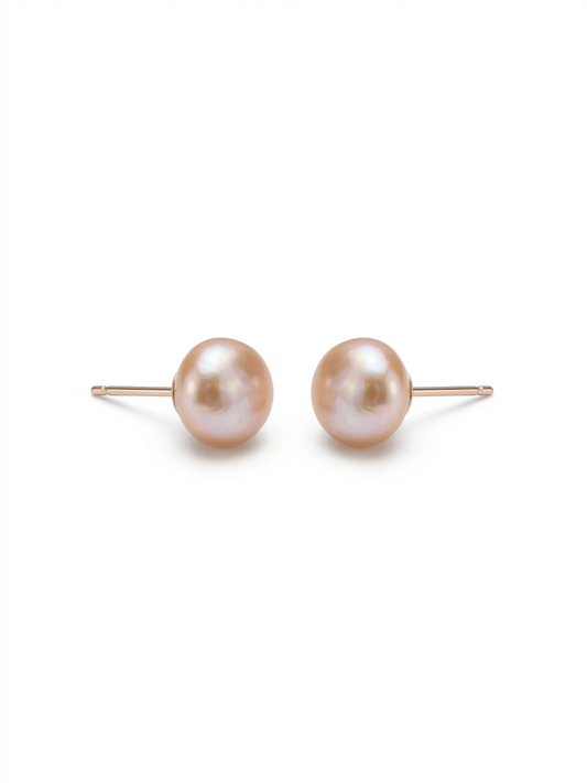 Peach Pearl Studs for Everyday (7mm) - CherishBox
