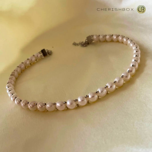 Pearl Choker necklace in 92.5 sterling silver- CherishBox