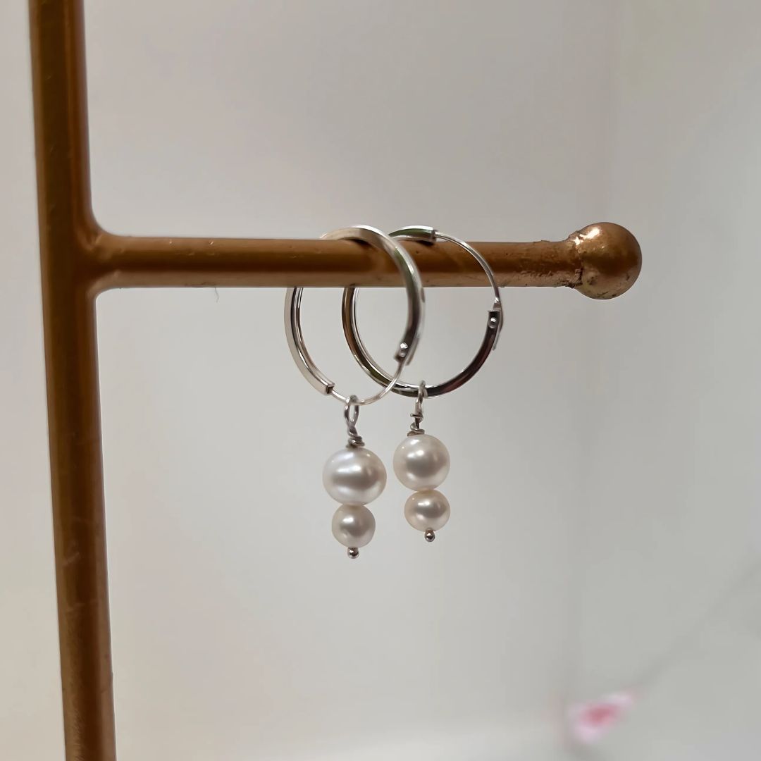 Pearl  Drop Hoop Earrings - CherishBox 